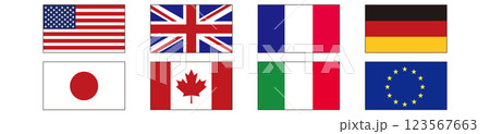 G7、G8、EU国旗のベクターイラストセット 123567663