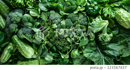 Close up of a variety of green vegetables 123567837