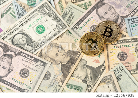 BTCとドル紙幣 123567939