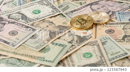BTCとドル紙幣 123567943