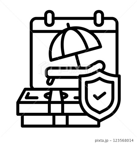 有給休暇が守られているイメージアイコン。バカンスの予定とお金は盾によって守られています。 123568014
