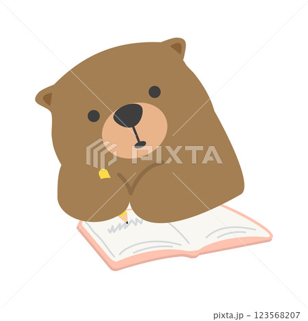 Cute bear writing a book Cute bear writing a book 123568207