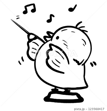 Bird conductor outline drawing, bird conduct music line art cartoon illustration Bird conductor outline drawing, bird conduct music line art cartoon illustration 123568417