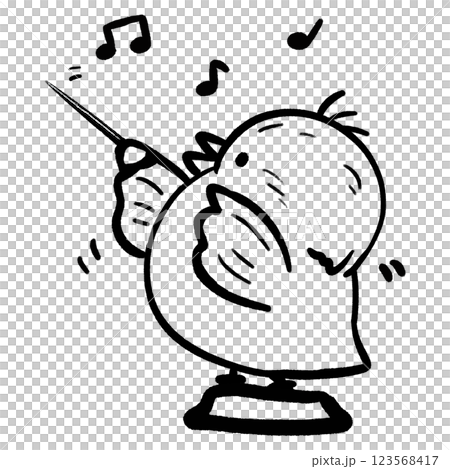 Bird conductor outline drawing, bird conduct music line art cartoon illustration 123568417