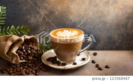 カフェラテ コピースペース カフェラテ コピースペース 123568487