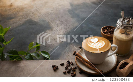 カフェラテ コピースペース カフェラテ コピースペース 123568488
