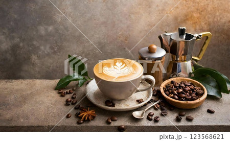 カフェラテ 123568621