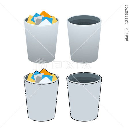 空のゴミ箱と満杯のゴミ箱のイラスト 123568706