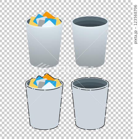 空垃圾桶和滿垃圾桶的插圖 空垃圾桶和滿垃圾桶的插圖 123568706