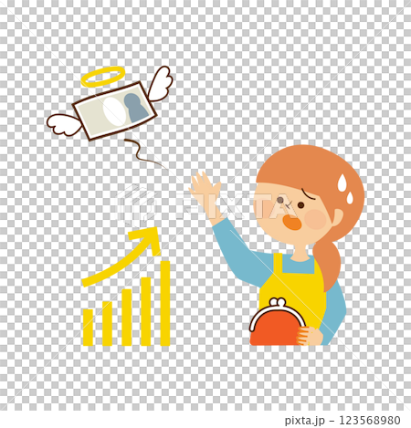 Housewife running out of money Image illustration material 123568980