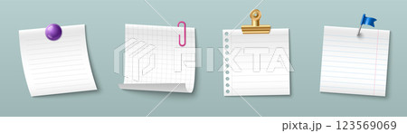 Paper clip and binder set with blank note sheets. Paper clip and binder set with blank note sheets. 123569069