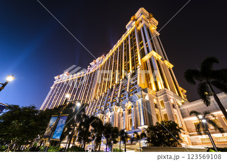 Beautiful night view of Galaxy Entertainment Group a hotel casino resort on the Cotai Strip in Macau, China. 123569108