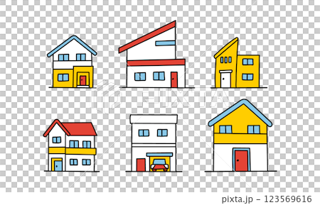 Two-story house, residential illustration 123569616