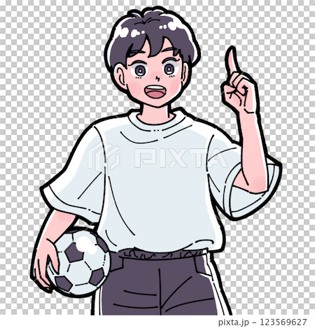 一個男孩拿著足球的插圖 一個男孩拿著足球的插圖 123569627