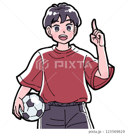 サッカーボールを持った男の子のイラスト 123569629