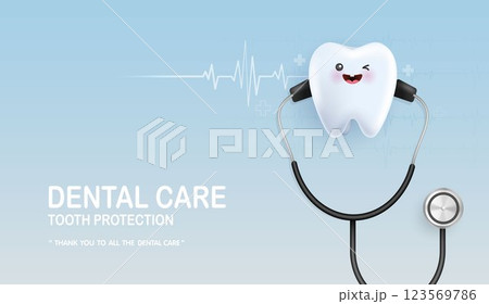 Tooth character with stethoscope is happy. tooth suitable for children dental clinic. tooth character for kids. cute dentist mascot for medical apps, websites and hospital. Tooth character with stethoscope is happy. tooth suitable for children dental clinic. tooth character for kids. cute dentist mascot for medical apps, websites and hospital. 123569786
