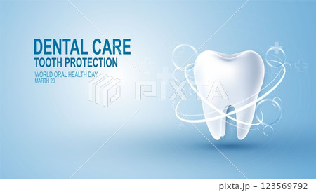 Tooth healthy sparkling white and muscle hand strong with calcium fluorine. can be used in children dentist clinic. Medical health and dentistry concept. cartoon dental character. vector design. 123569792