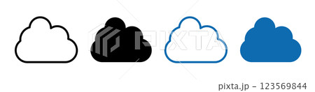 シンプルなクラウドアイコンセット 雲 曇り ベクター シンプルなクラウドアイコンセット 雲 曇り ベクター 123569844
