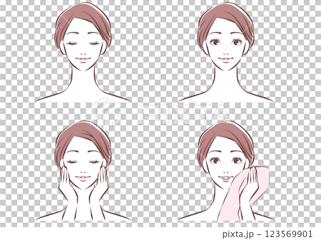 簡單可愛的女性臉部護膚套裝 123569901