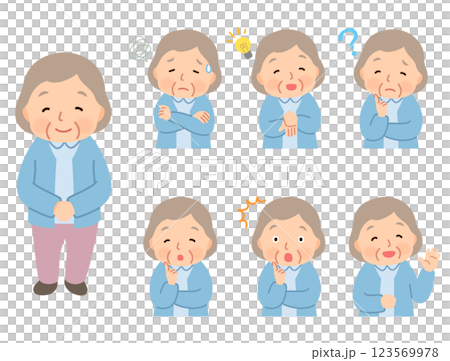 Elderly woman, facial expression pose, senior, elderly, late elderly Elderly woman, facial expression pose, senior, elderly, late elderly 123569978