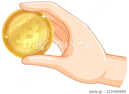Hand Holding a Bitcoin Coin Hand Holding a Bitcoin Coin 123569999