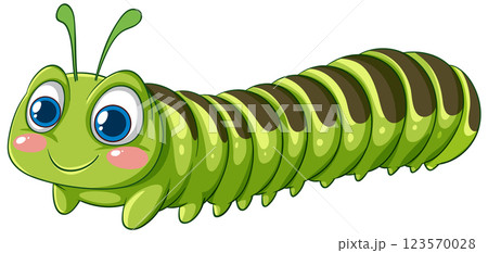 Cute Cartoon Green Caterpillar Illustration Cute Cartoon Green Caterpillar Illustration 123570028