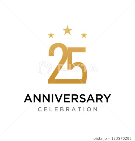 25th Anniversary Celebration Logotype Design.Can be for greeting card, celebration, invitation. 25th Anniversary Celebration Logotype Design.Can be for greeting card, celebration, invitation. 123570293