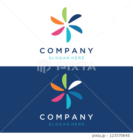 Propeller abstract logo template design of airplane, windmill, fan.Logo for aviation,company,brand,industry. With a modern concept. 123570648