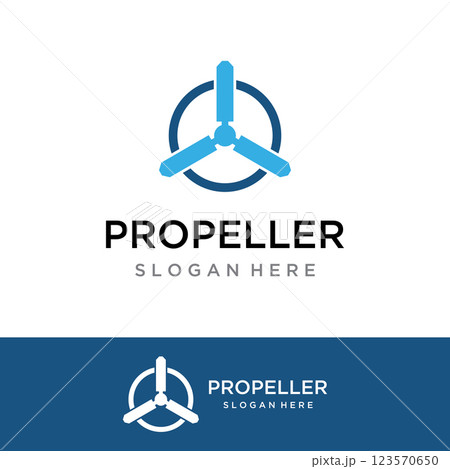 Propeller abstract logo template design of airplane, windmill, fan.Logo for aviation,company,brand,industry. With a modern concept. 123570650