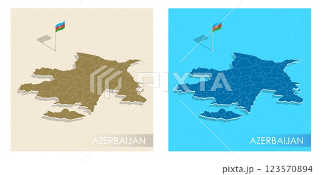 Azerbaijan country flag installed on geographic positioning map point of country territory. Azerbaijani commonwealth banner on land and sea. Festive patriotic HD format template for independence day Azerbaijan country flag installed on geographic positioning map point of country territory. Azerbaijani commonwealth banner on land and sea. Festive patriotic HD format template for independence day 123570894