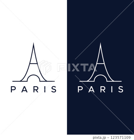 French eiffel tower building and high tower Logo template design.With editable vector illustration. 123571109
