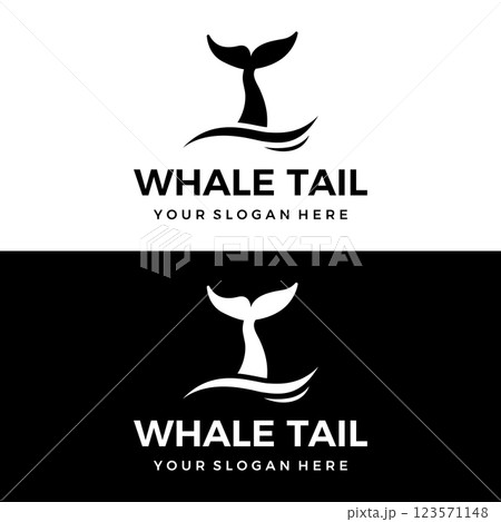 Whale mammal tail animal logo template design with water waves concept. Whale mammal tail animal logo template design with water waves concept. 123571148