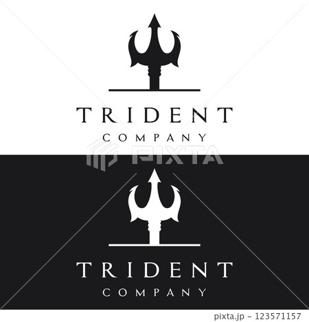 Simple vintage poseion trident spear template Logo design. 123571157