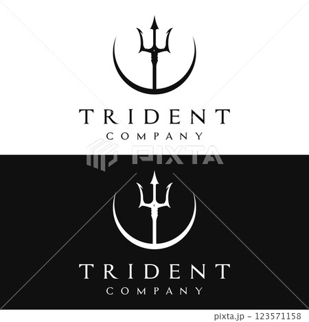 Simple vintage poseion trident spear template Logo design. 123571158