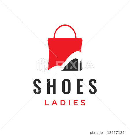 Hand drawn elegant and luxury high heel creative women's shoes creative logo design. Template for business, women's shoe shop, fashion, beauty. 123571234