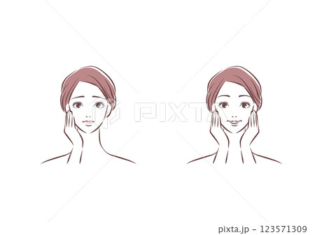 お肌の悩みを抱える女性　正面 123571309