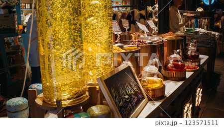 Chengdu, Sichuan, China. Berry Flower Tea. Sale Of Chinese Flower Tea. Fruit Flower Tea. Asian Cuisine. brewed Flower Tea for delicious and healthy beverage Chengdu, Sichuan, China. Berry Flower Tea. Sale Of Chinese Flower Tea. Fruit Flower Tea. Asian Cuisine. brewed Flower Tea for delicious and healthy beverage 123571511