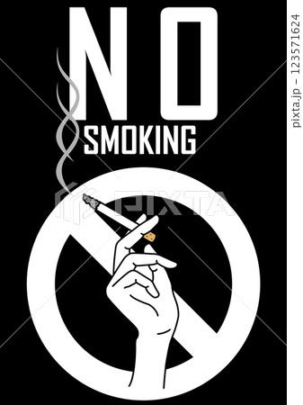 貼り紙看板イラストー禁煙No Smokingー 123571624