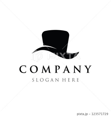 Simple magician hat with star sign logo template design with creative idea. 123571729