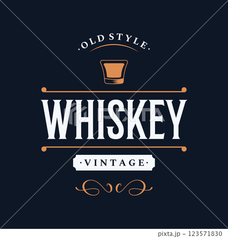 Vintage premium whiskey logotype label with hand lettering. for drinks , rum, pub, company. Vintage premium whiskey logotype label with hand lettering. for drinks , rum, pub, company. 123571830