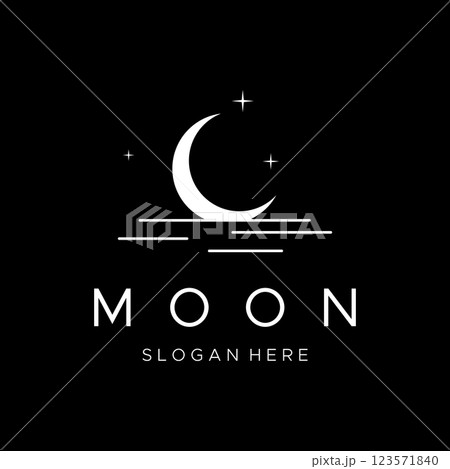 Logo design template crescent and star with modern concept isolated on background. 123571840