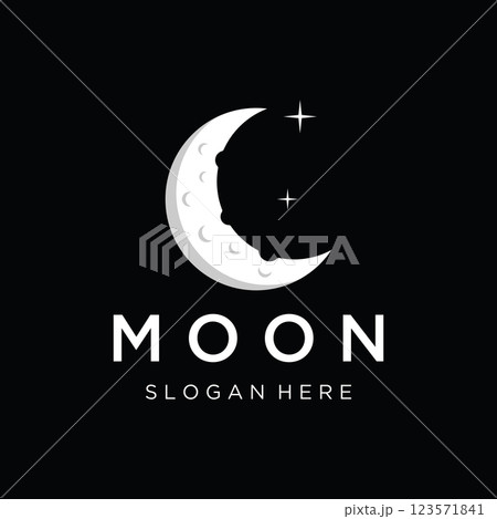 Logo design template crescent and star with modern concept isolated on background. 123571841