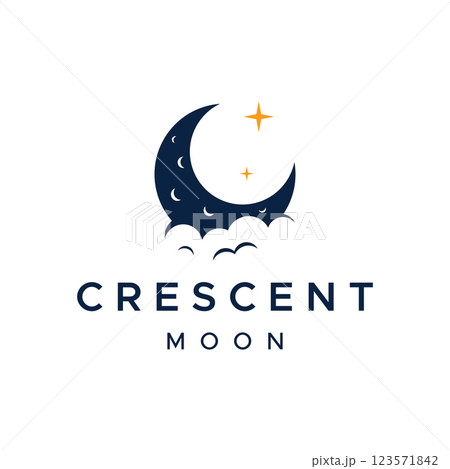Logo design template crescent and star with modern concept isolated on background. 123571842