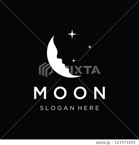 Logo design template crescent and star with modern concept isolated on background. 123571843