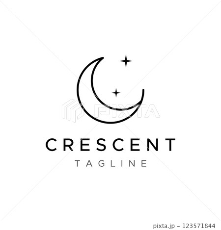 Logo design template crescent and star with modern concept isolated on background. 123571844