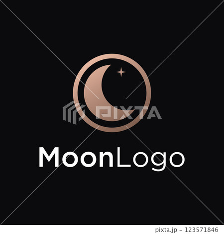 Logo design template crescent and star with modern concept isolated on background. 123571846