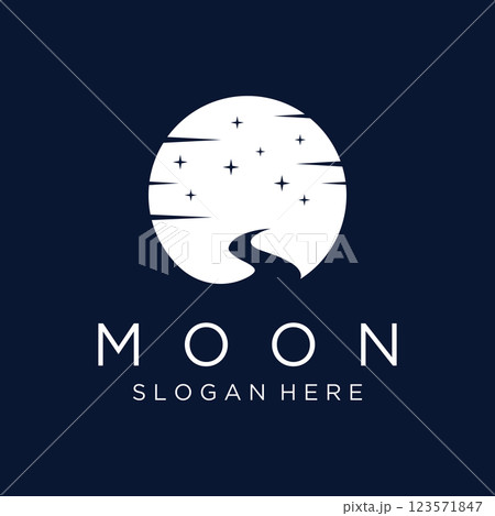 Logo design template crescent and star with modern concept isolated on background. 123571847