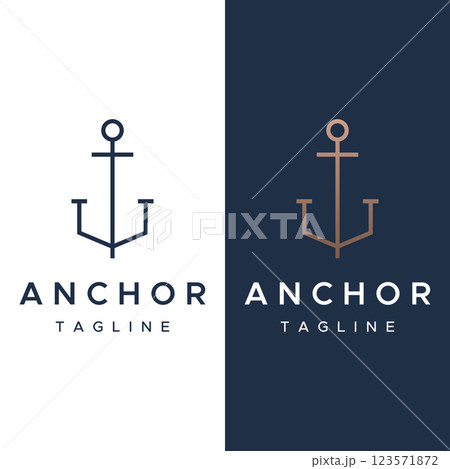 Nautical, marine anchor and rope Logotype Design. Logo for brand, maritime, company and business. 123571872