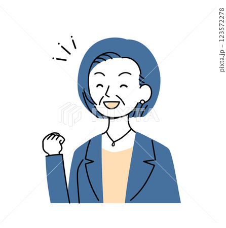 シニア世代のビジネスパーソン　ガッツポーズ　イラスト素材 123572278