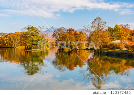 秋の北海道 紅葉の大沼公園 秋の北海道 紅葉の大沼公園 123572420